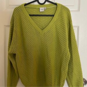 Green V-Neck Knit Sweater- ICHI